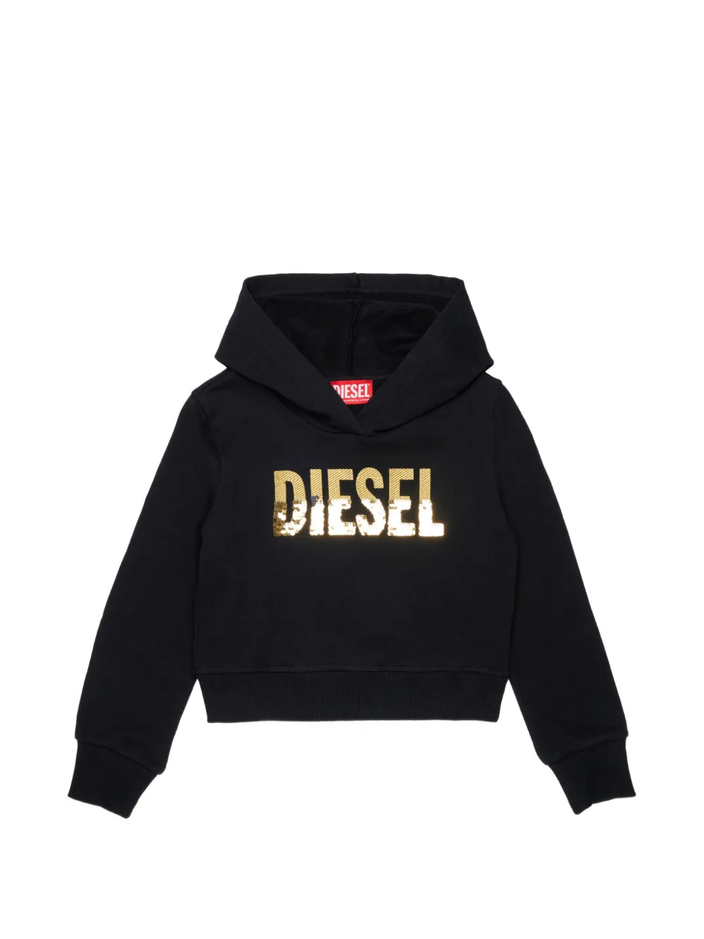 Diesel Kids Felpa con paillettes e cappuccio - Nero