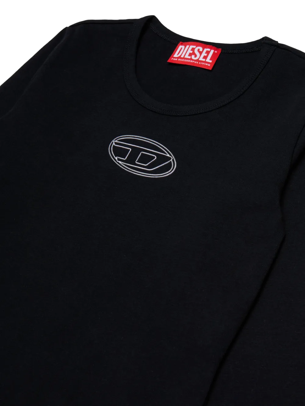 Diesel Kids Romper met geborduurd logo en lange mouwen Zwart
