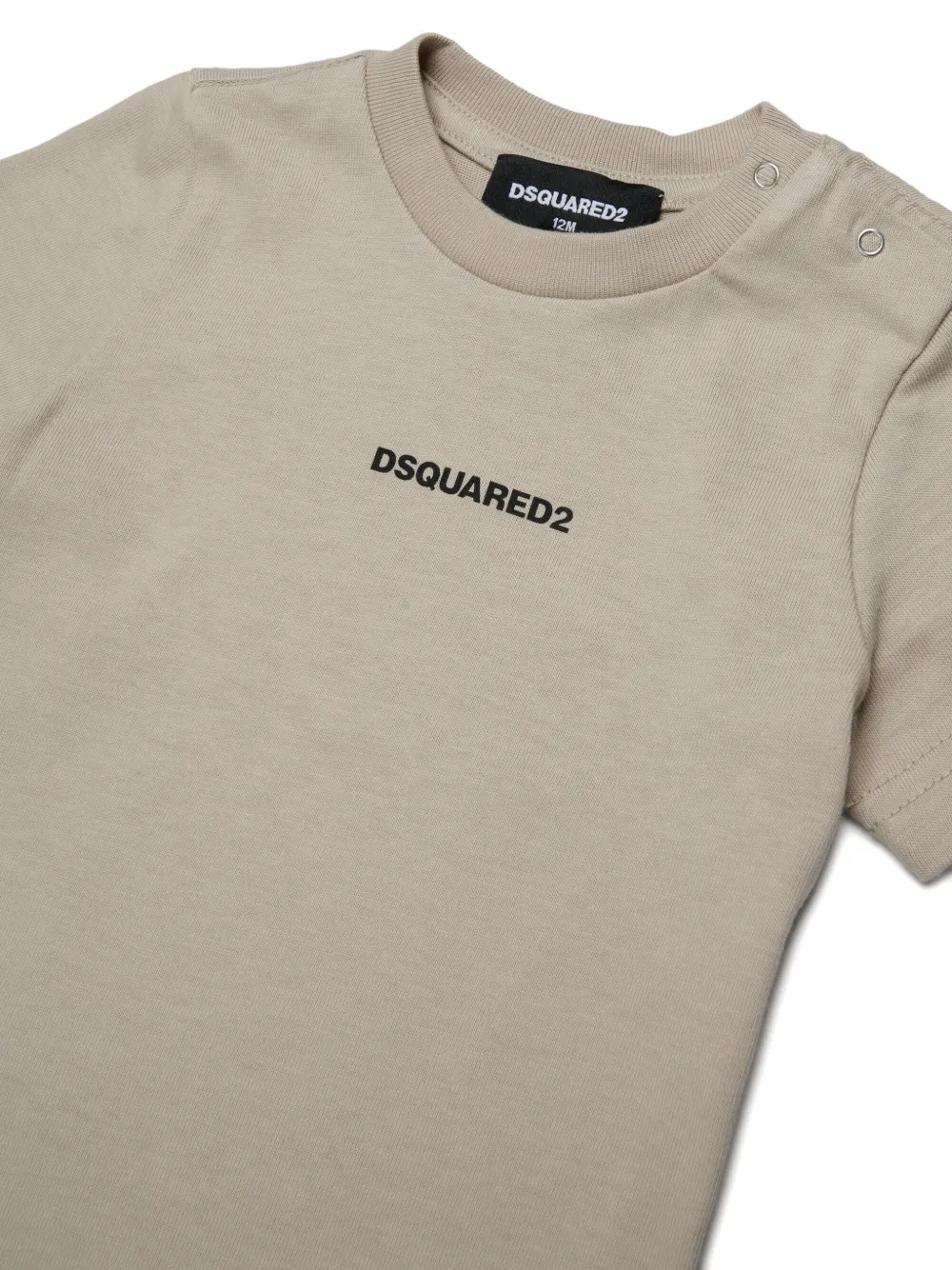DSQUARED2 KIDS T-shirt met drukknopen en logoprint Beige