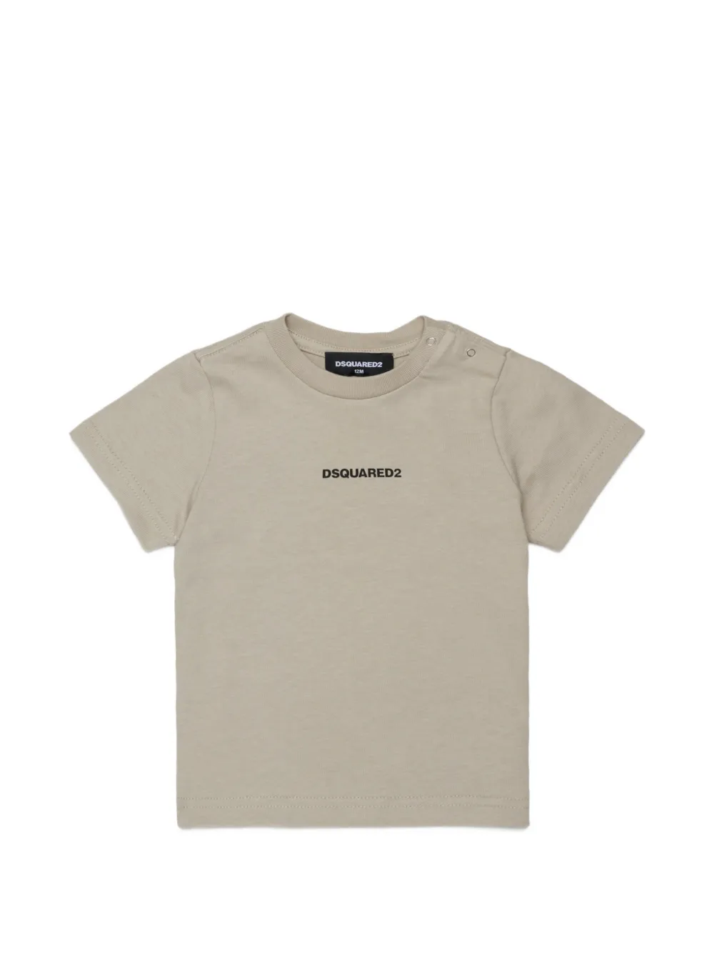 DSQUARED2 KIDS logo-print press-stud T-shirt - Neutrals