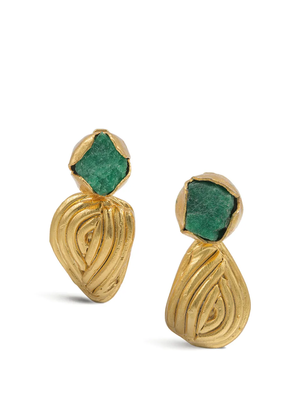 Fenomena Pendientes Shells Con Esmeralda - Dorado 