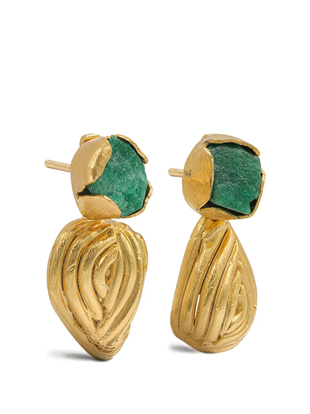 FENOMENA Shells emerald earrings - Gold