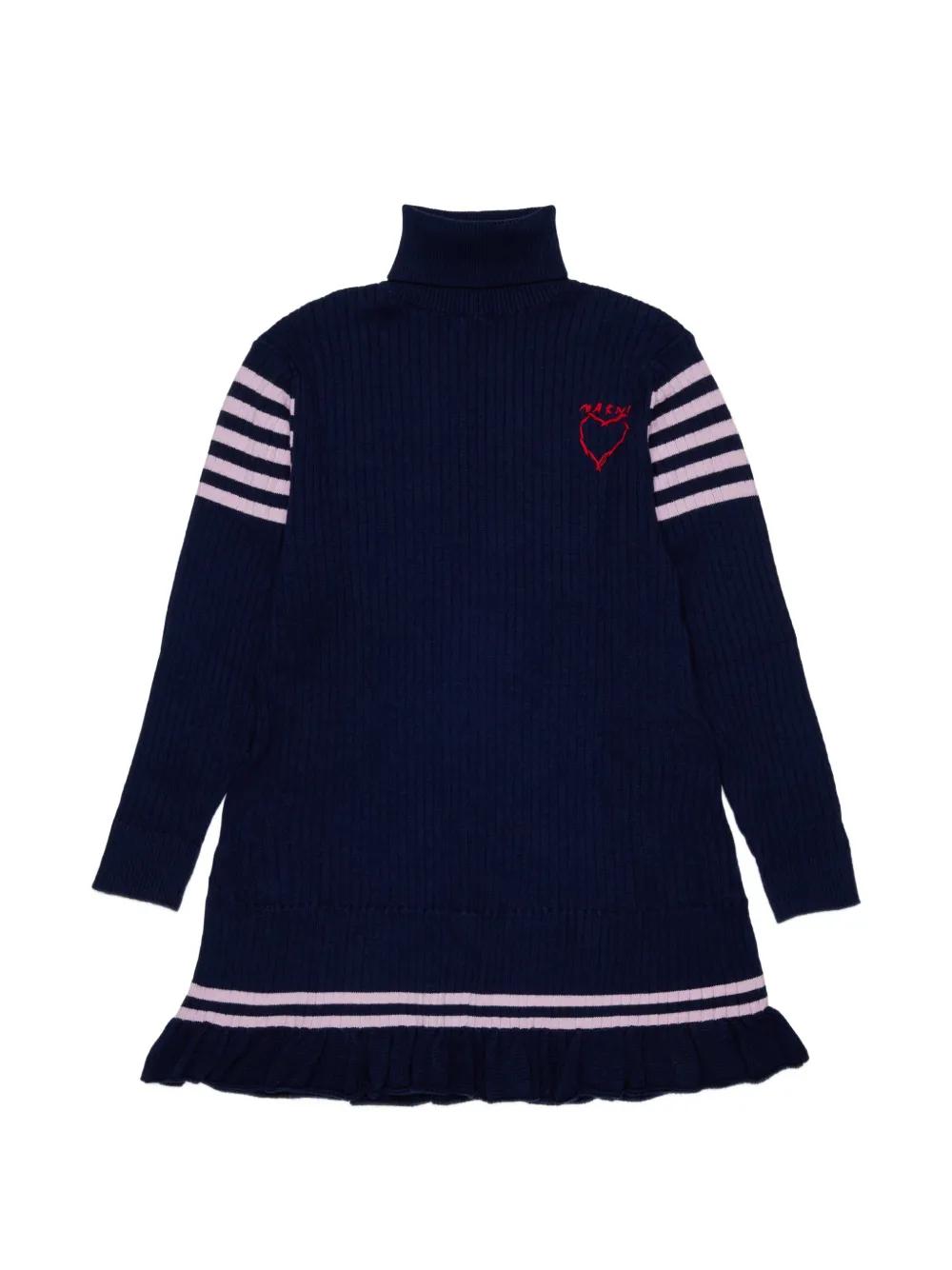 Marni Kids Gestricktes Kleid mit Stehkragen - Blau