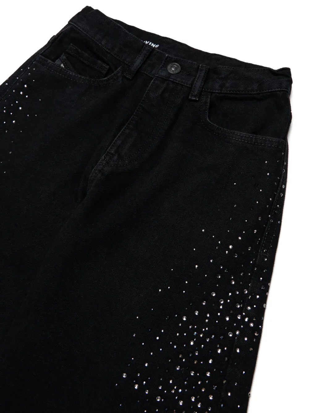 Diesel Kids Gerafelde jeans met studs Zwart
