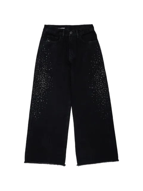 Diesel Kids studded raw-cut jeans
