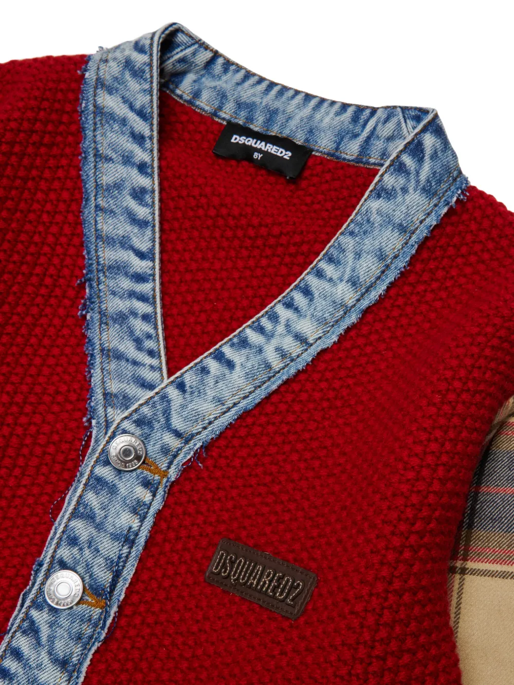 DSQUARED2 KIDS Vest met spijkerstof afwerking en vlakken Rood