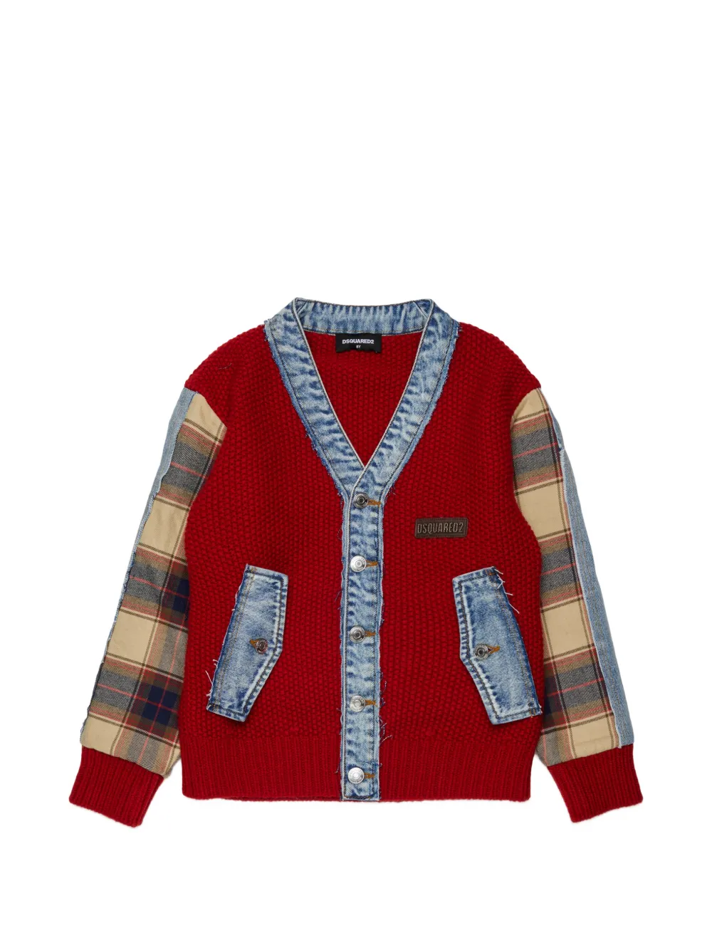 DSQUARED2 KIDS Cardigan mit Jeansbesatz - Rot