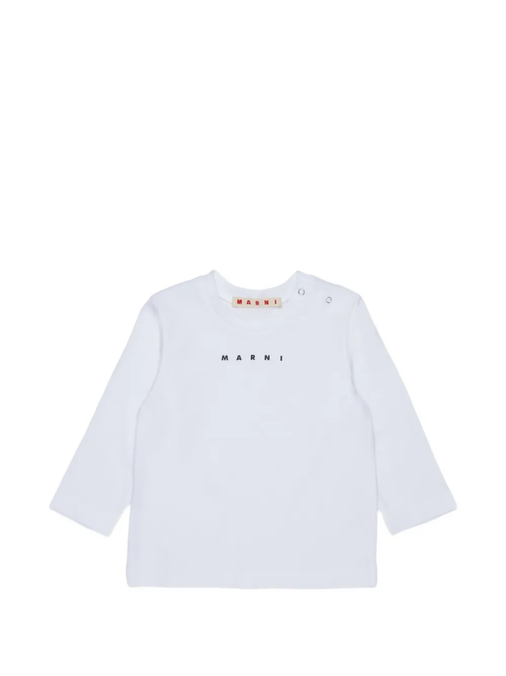 Marni Kids logo-print long-sleeve T-shirt - Weiß