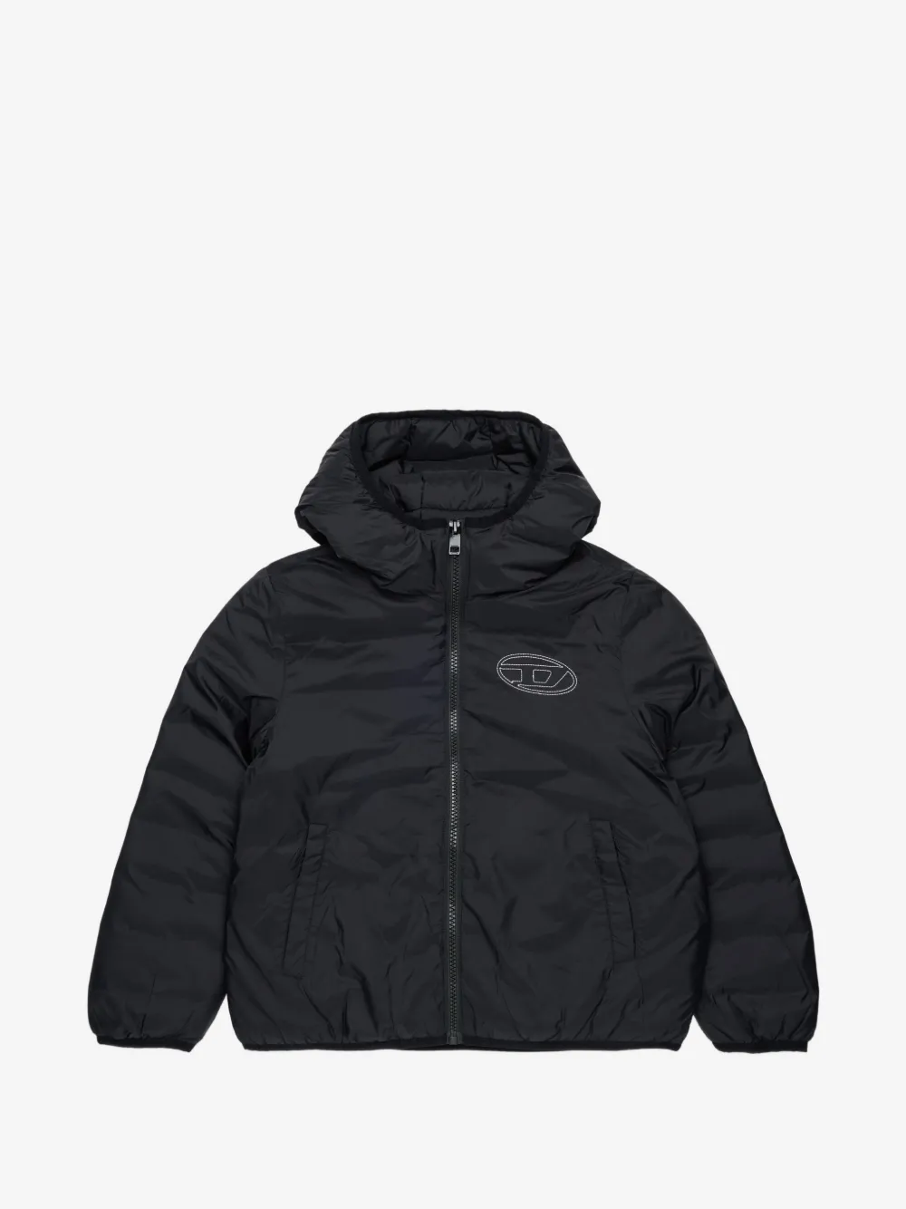 Diesel Kids 오벌 D 로고 자수 패딩 자켓