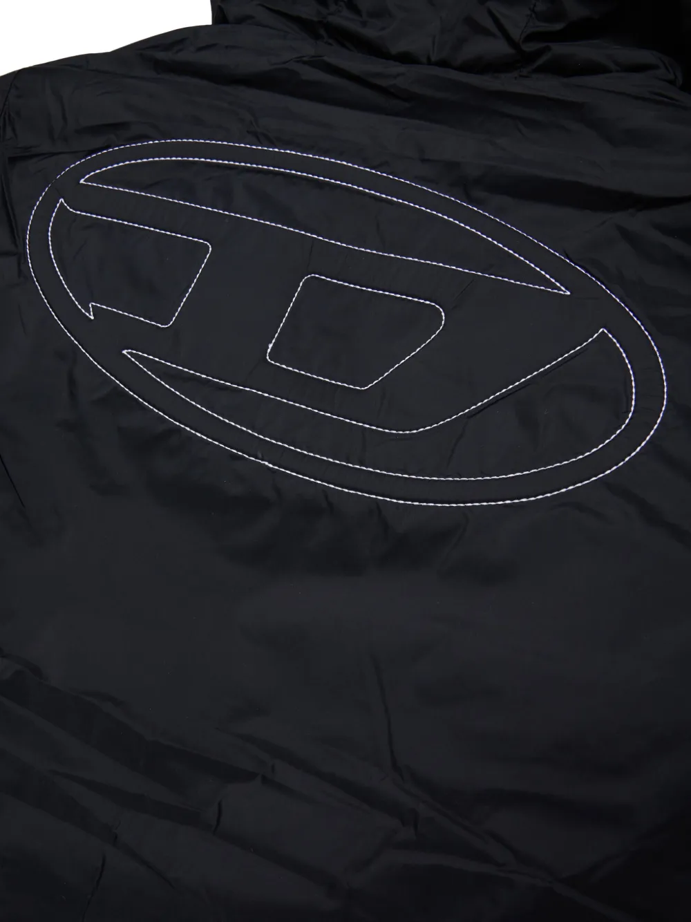 Diesel Kids Gewatteerd jack met geborduurd Oval D logo Zwart