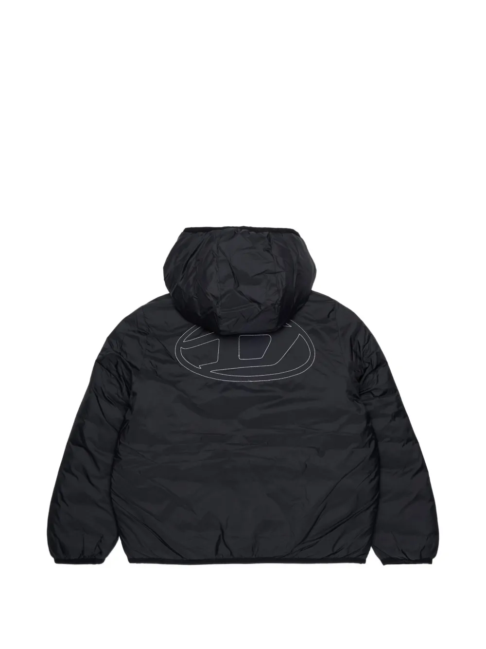Diesel Kids Gewatteerd jack met geborduurd Oval D logo Zwart