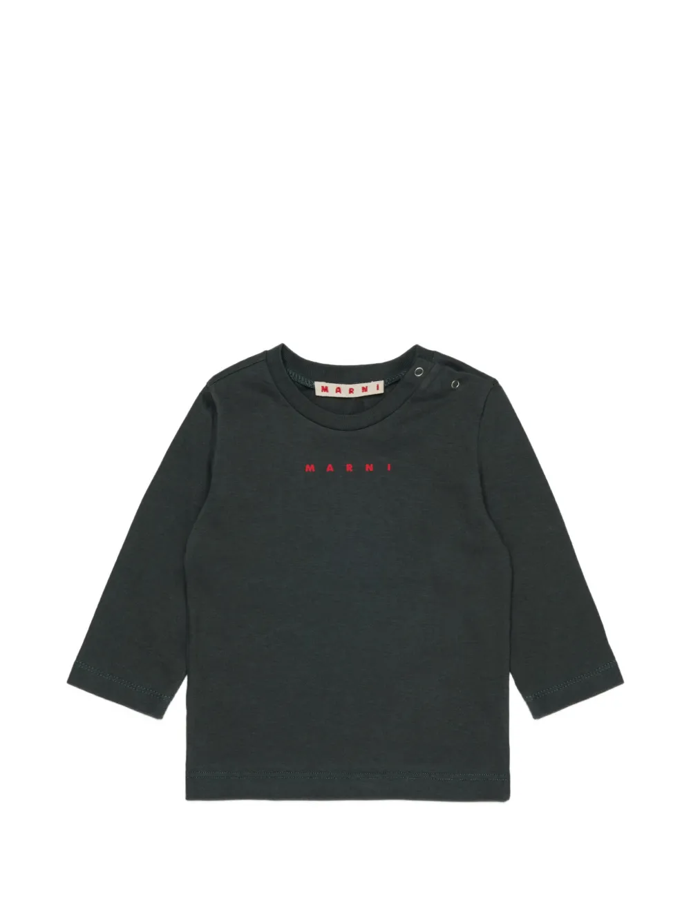 Marni Kids logo-print shoulder-button T-shirt - Black