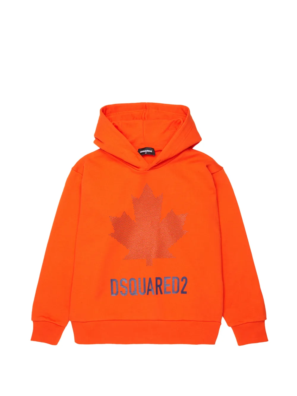 DSQUARED2 KIDS stud-embellished maple leaf hoodie - Arancione