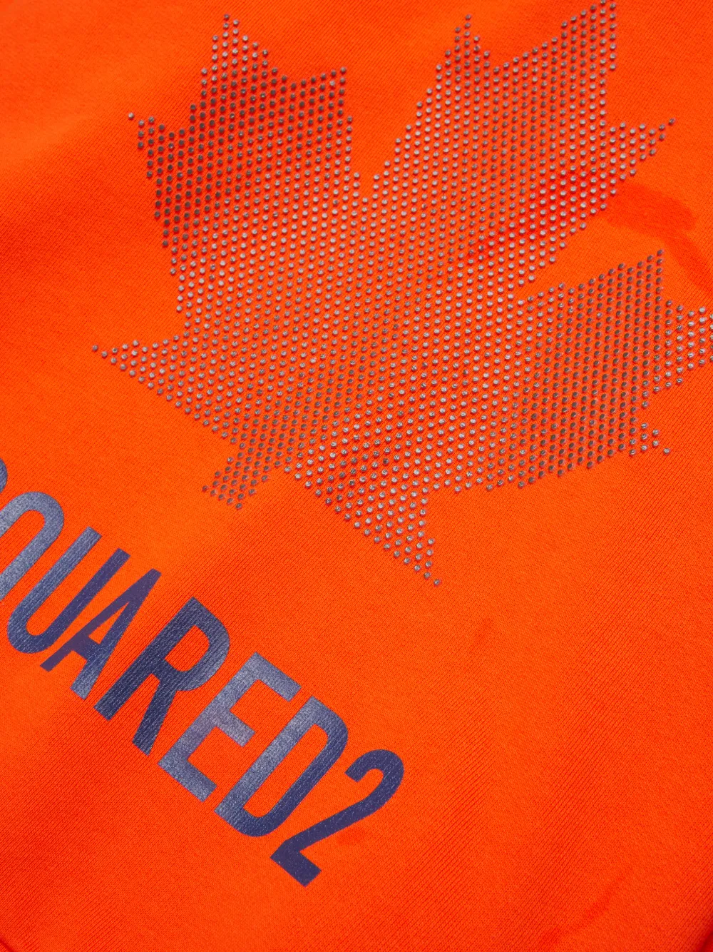 DSQUARED2 KIDS stud-embellished maple leaf hoodie Oranje