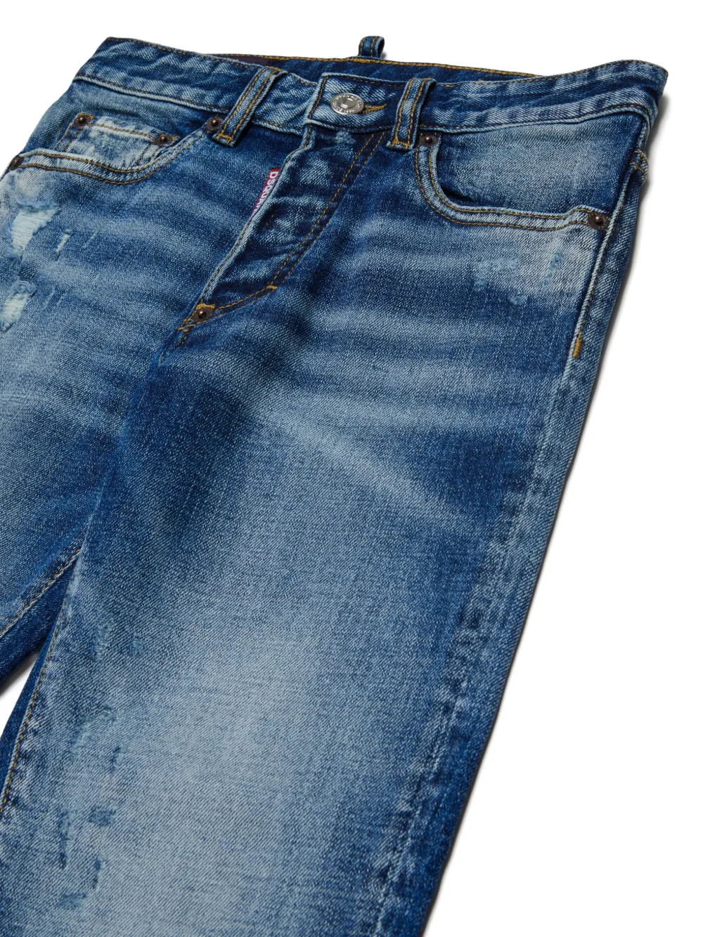 DSQUARED2 KIDS Straight jeans met gerafeld detail Blauw
