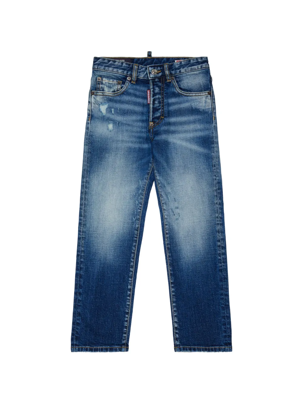DSQUARED2 KIDS straight-leg distressed-detail jeans - Blu