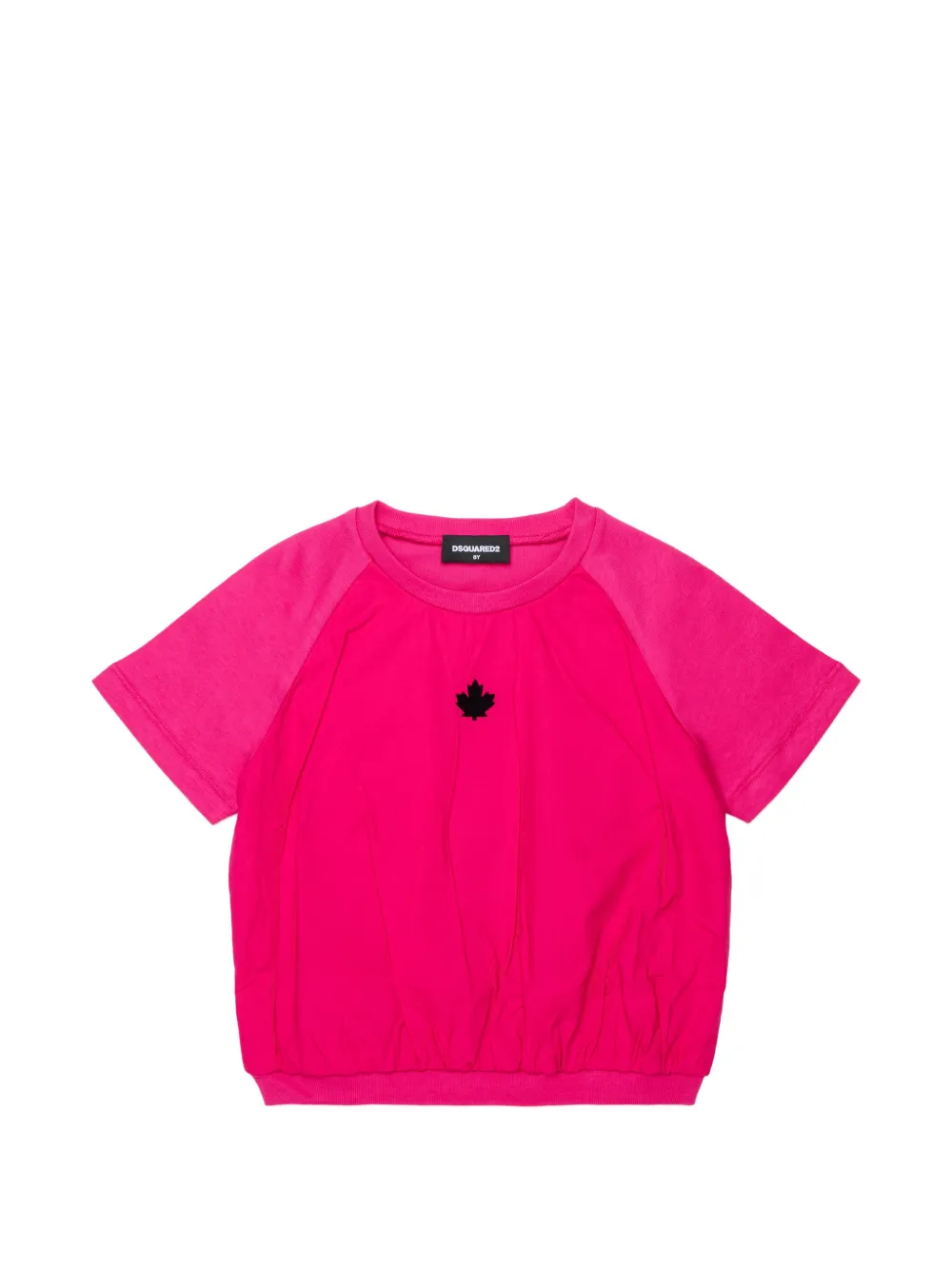 DSQUARED2 KIDS logo-patch elasticated T-shirt - Rosa