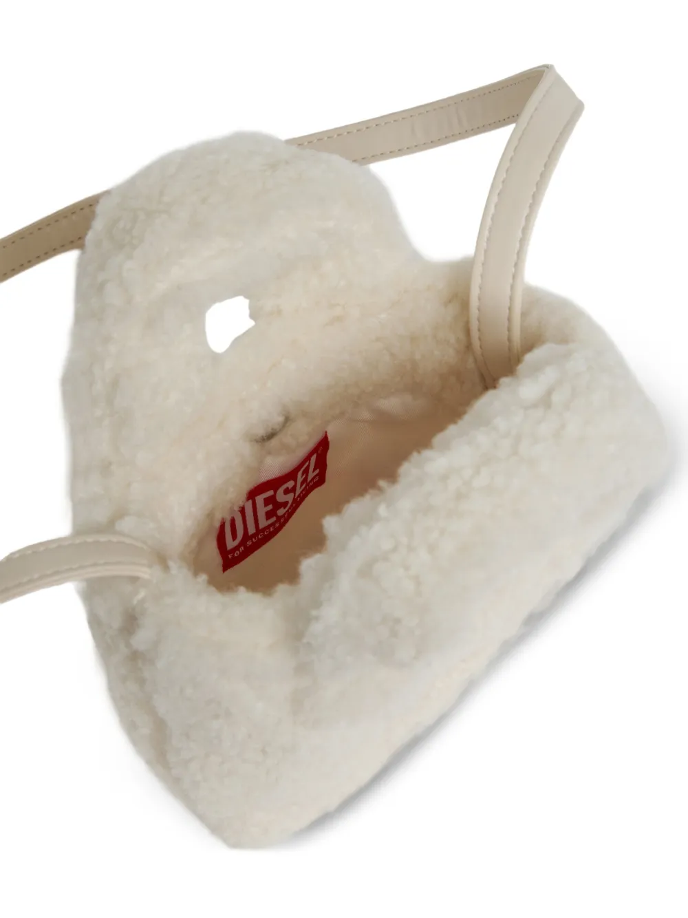 Diesel Kids Teddy crossbodytas met geborduurd logo en pluche-effect Beige