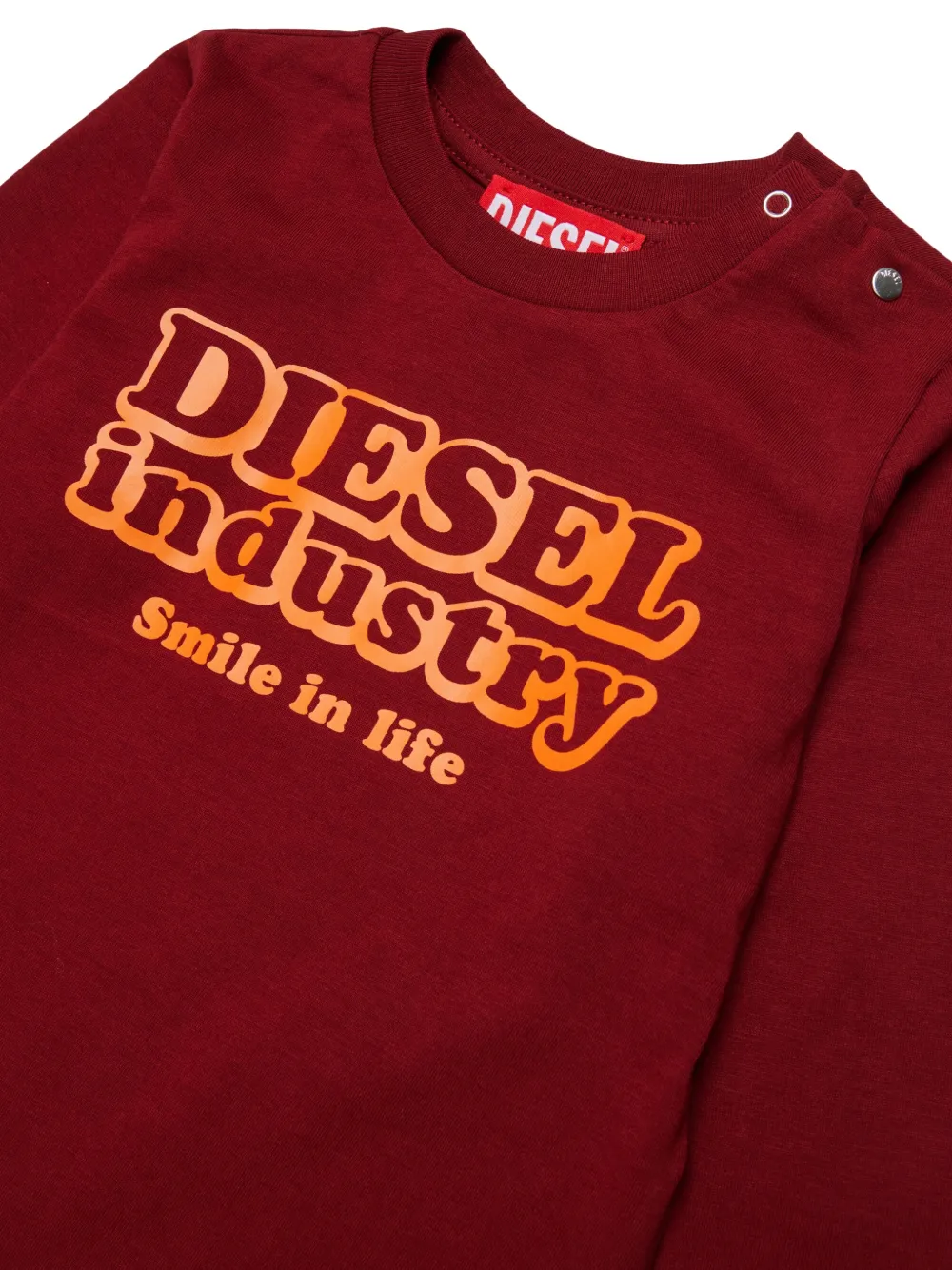Diesel Kids T-shirt met logoprint en knoop op de schouders Rood