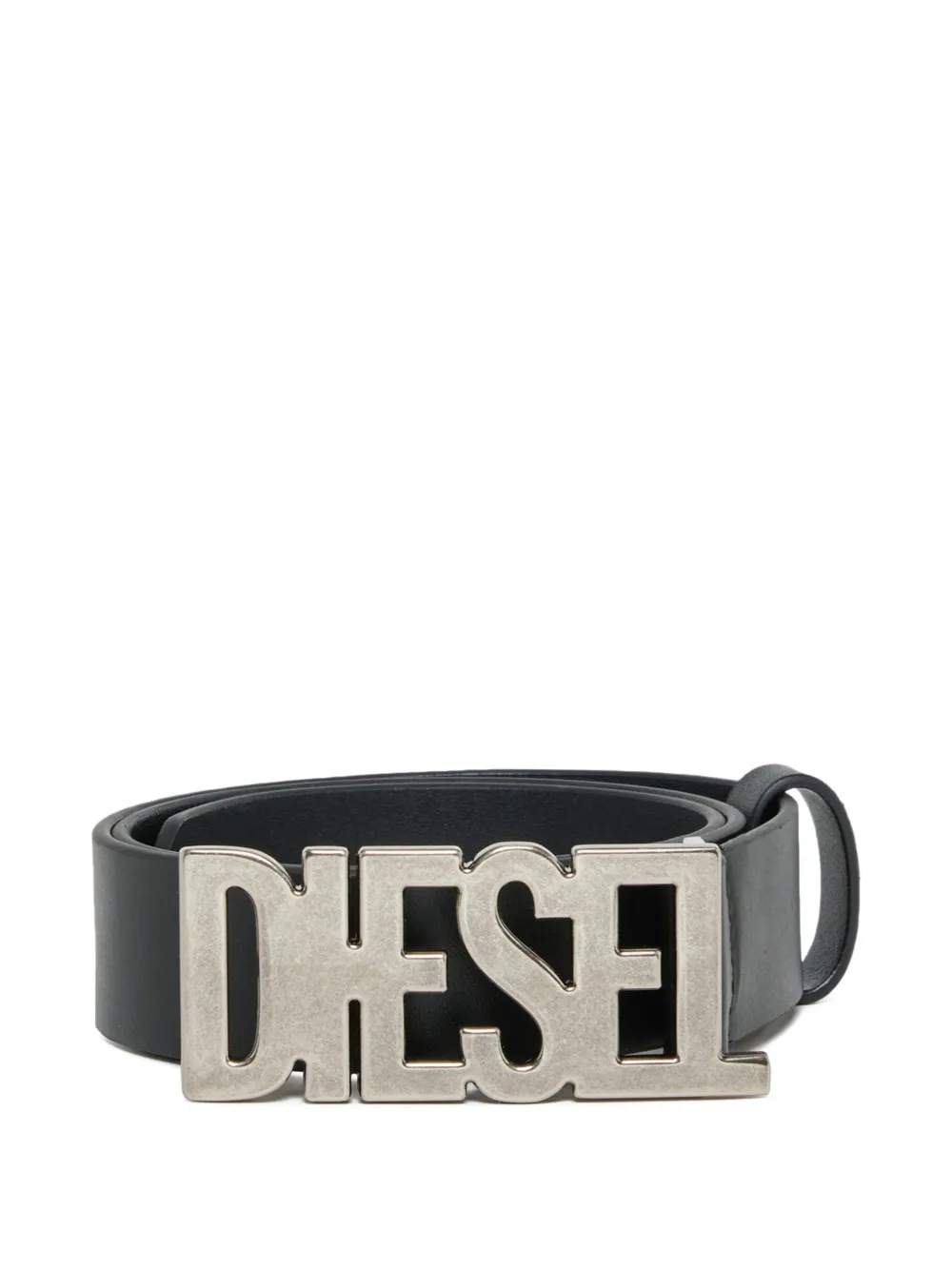 Diesel Kids Cintura in pelle con fibbia logata - Nero