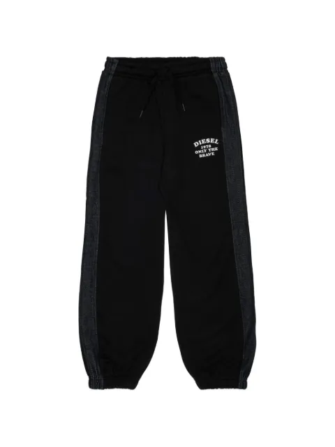 Diesel Kids pants con paneles de mezclilla y logo estampado