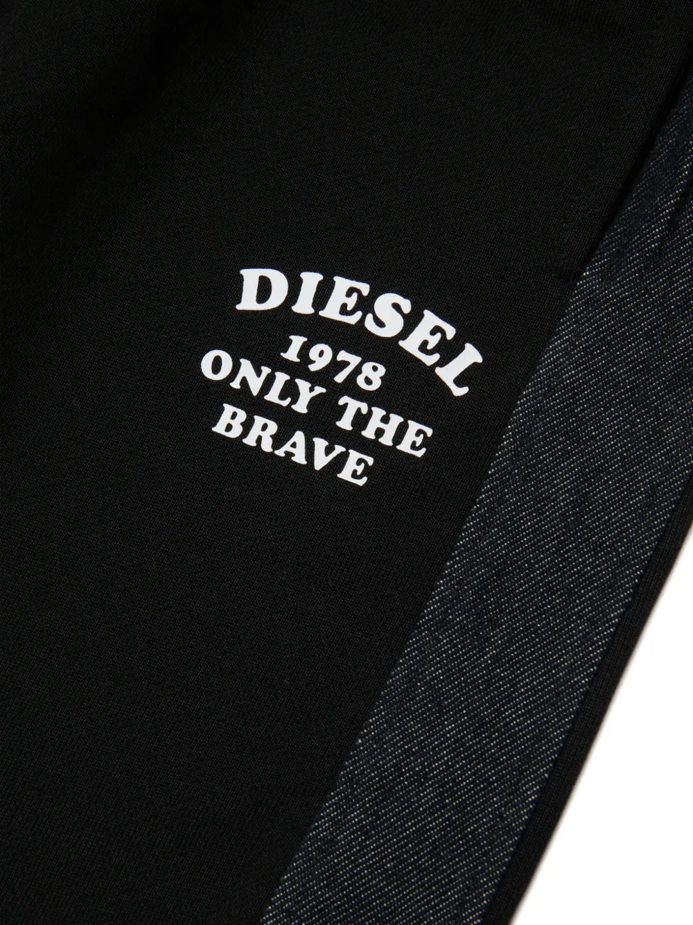 Diesel Kids Trainingsbroek met spijkerstofvlak en logoprint Zwart