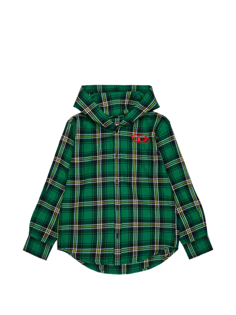 Diesel Kids Kapuzenhemd mit Karomuster - Grün