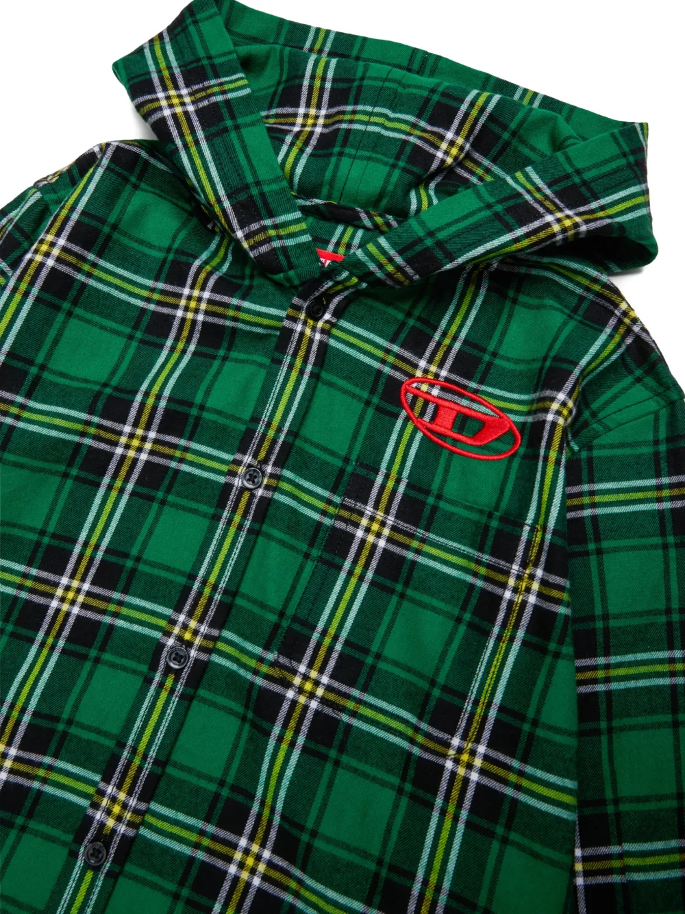 Diesel Kids Geruite shirt met capuchon Groen
