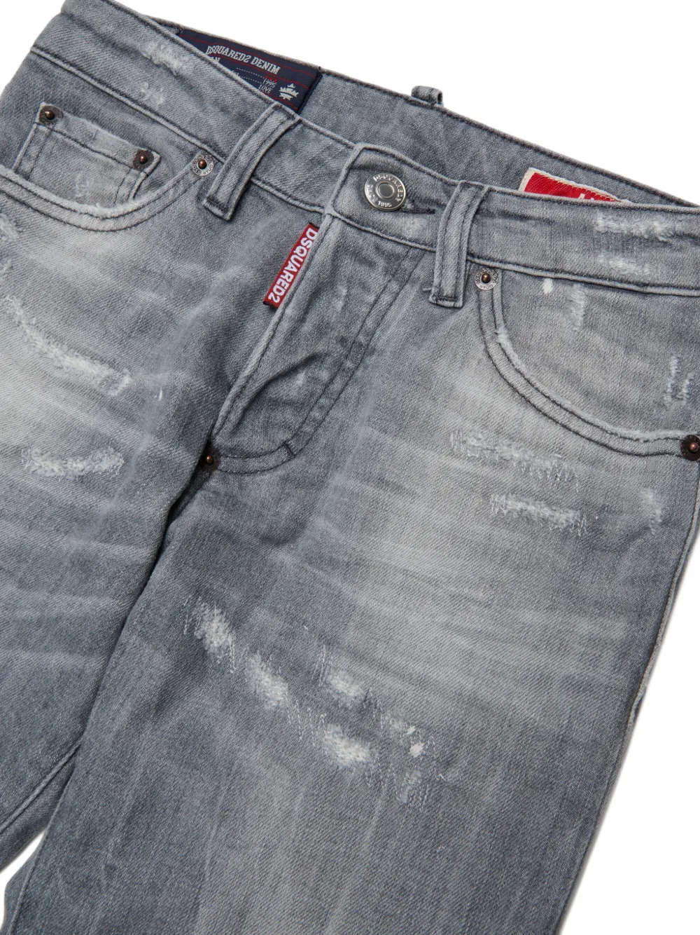 Dsquared2 Paint-splatter Effect Distressed Jeans In Gray