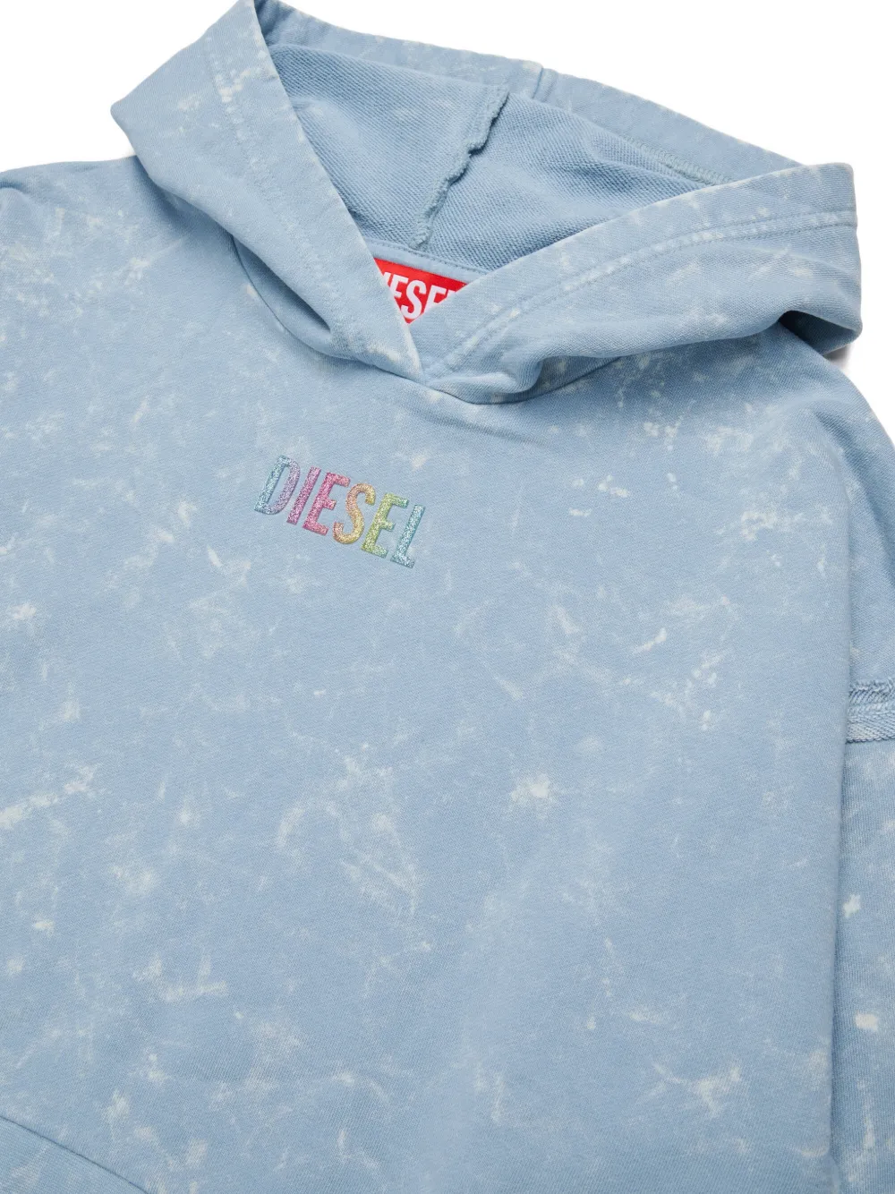 Diesel Kids Hoodie met acid wassing Blauw