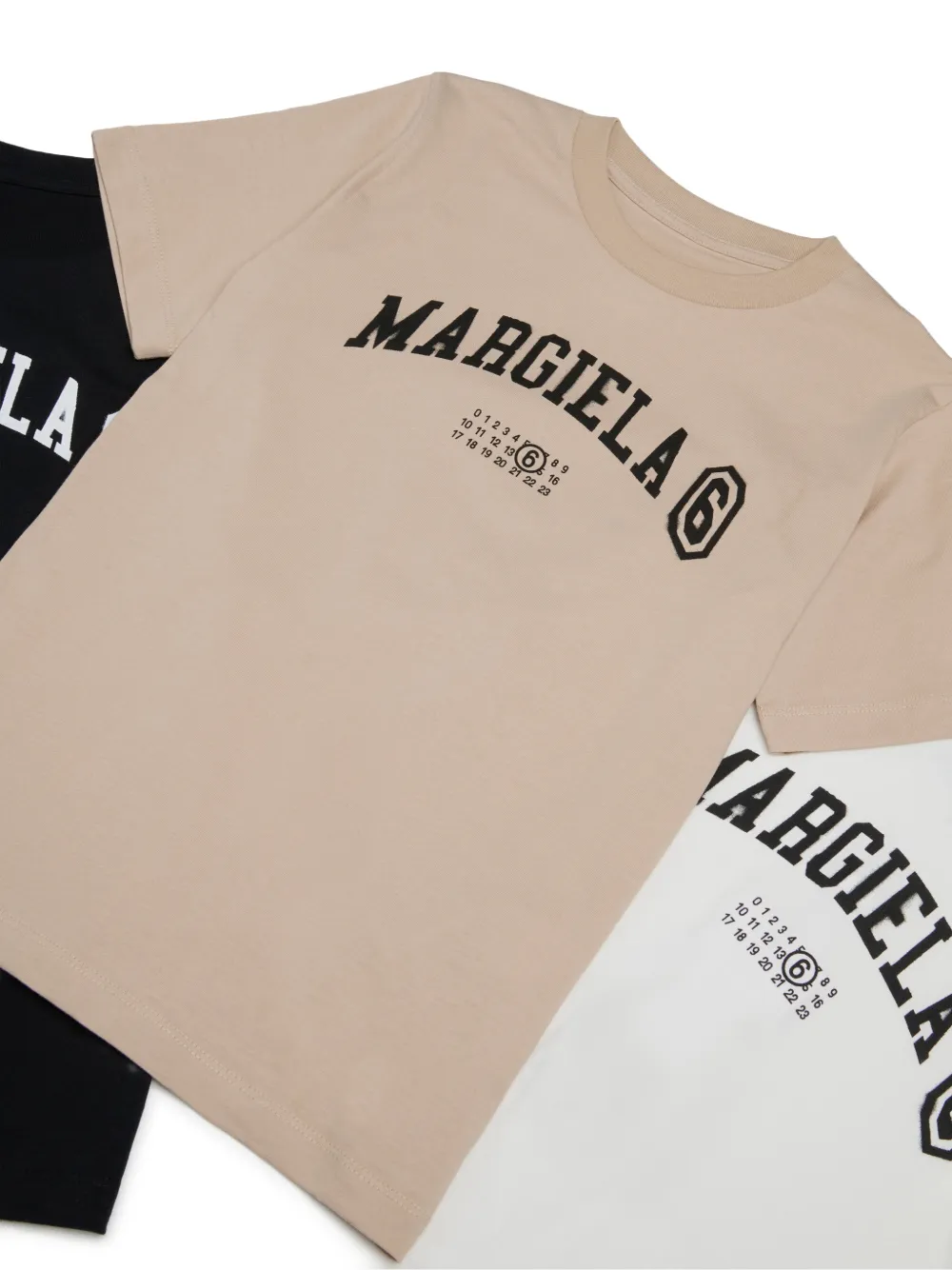 MM6 Maison Margiela Kids Drie T-shirts met logoprint Beige