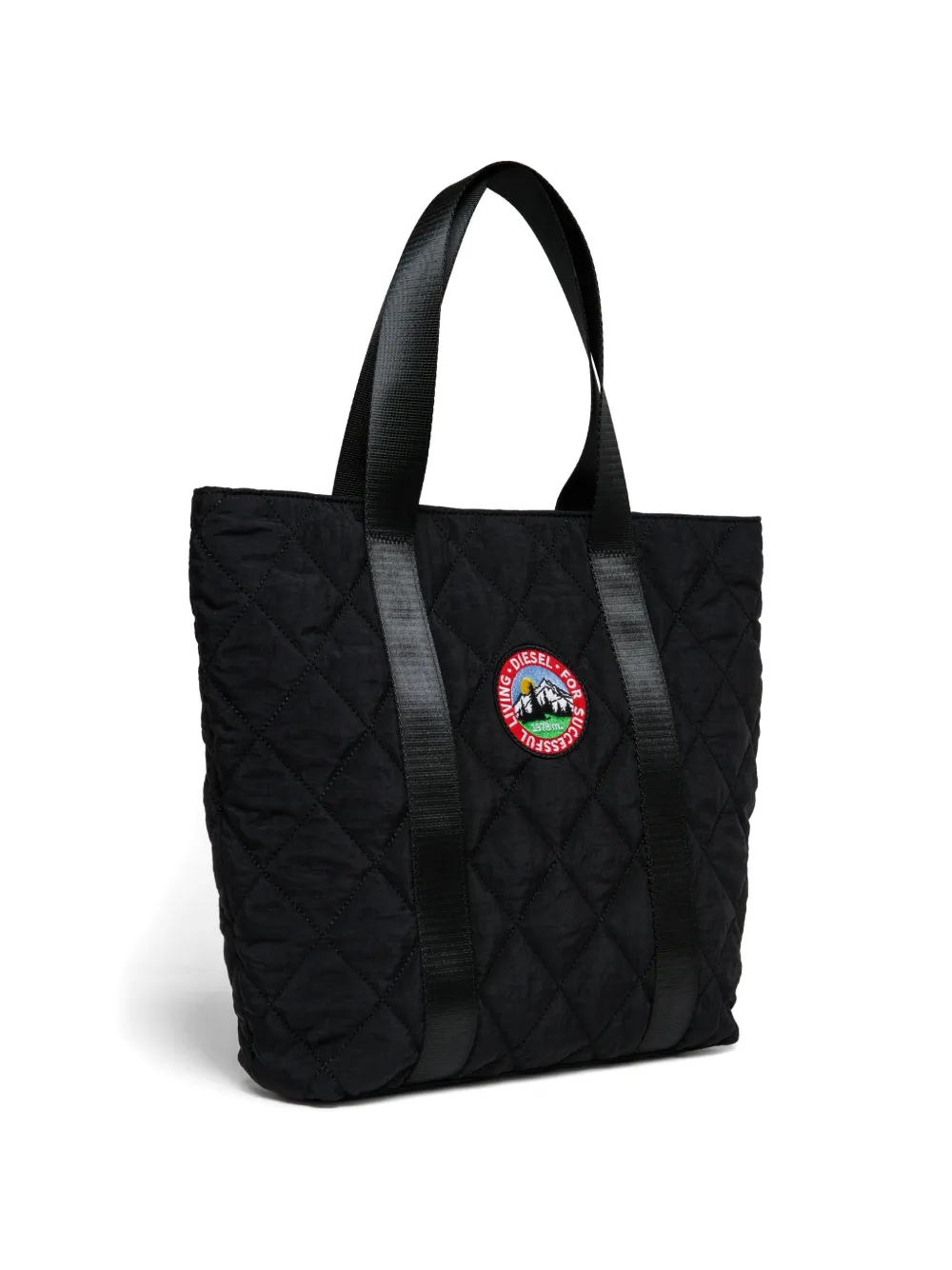 Diesel Kids Gewatteerde shopper met logopatch Zwart