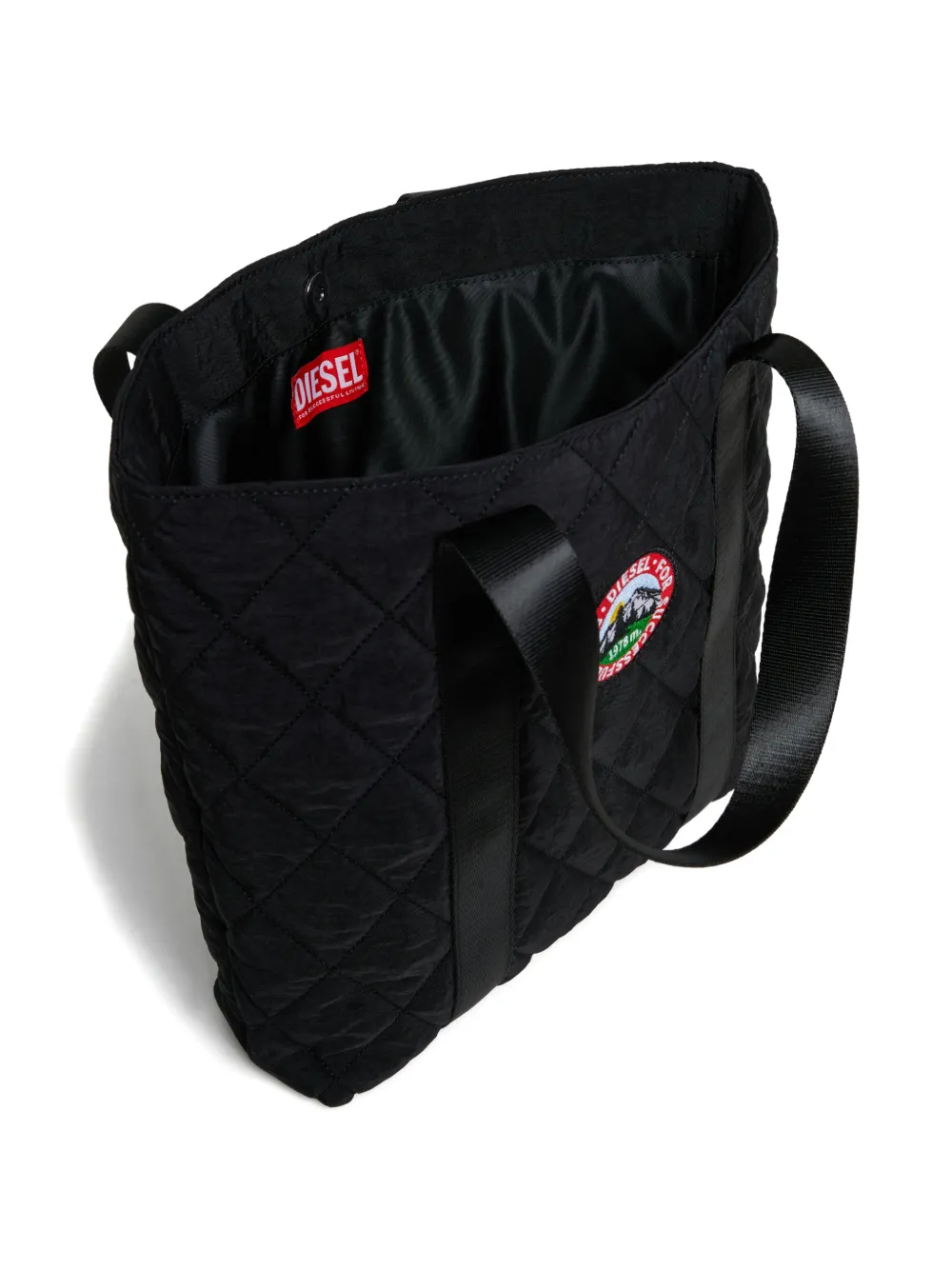 Diesel Kids Gewatteerde shopper met logopatch Zwart