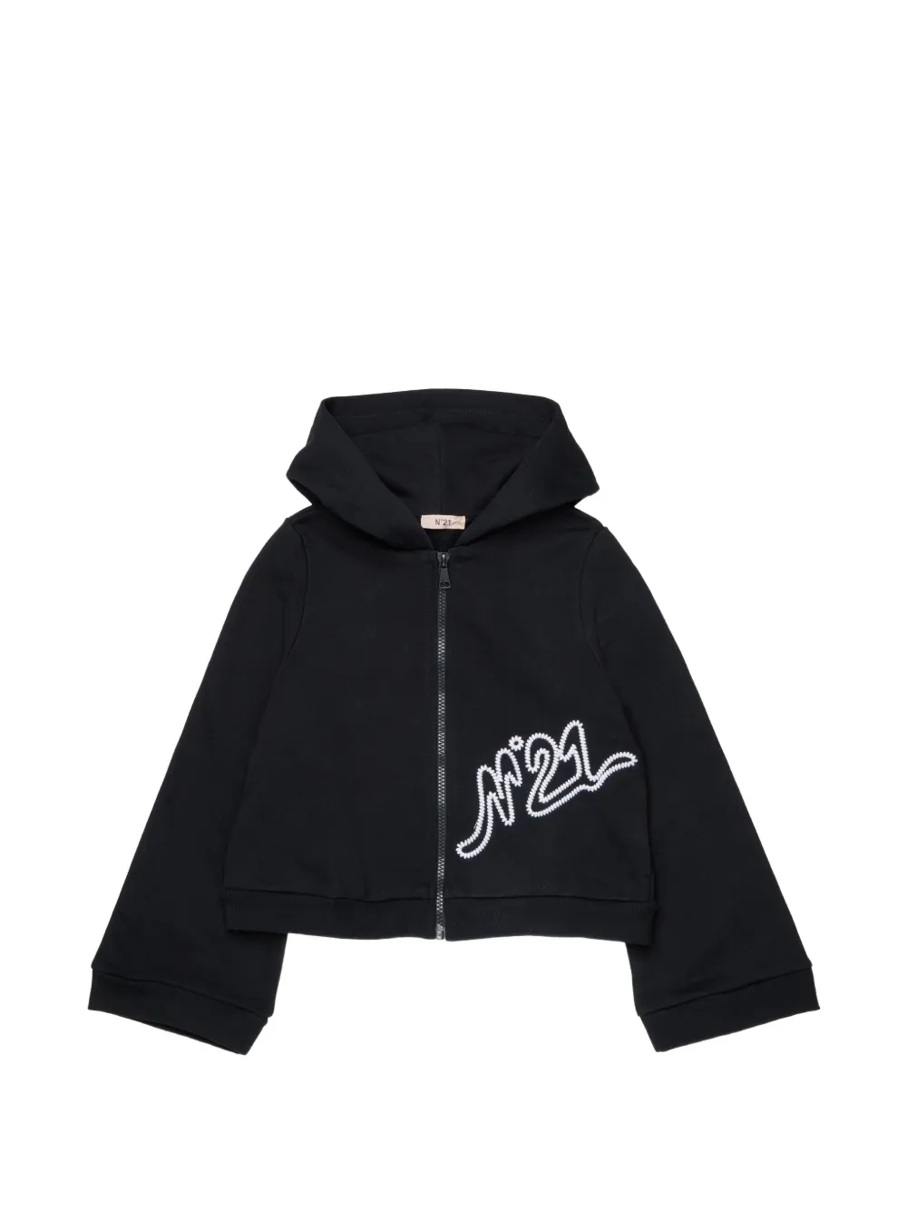 Nº21 Kids logo-embroidered zip-up hoodie - Nero