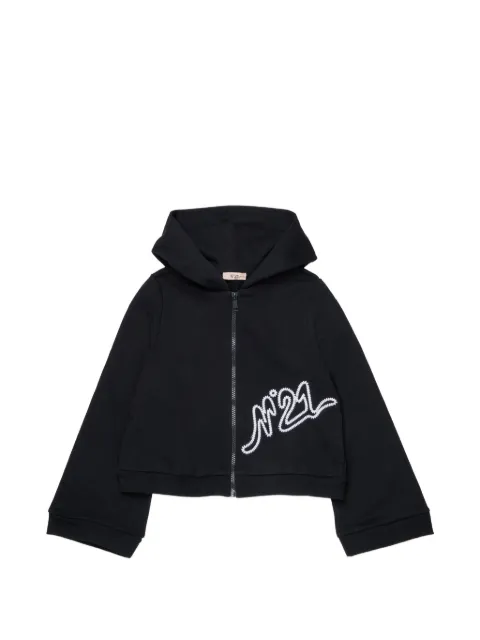 Nº21 Kids logo-embroidered zip-up hoodie