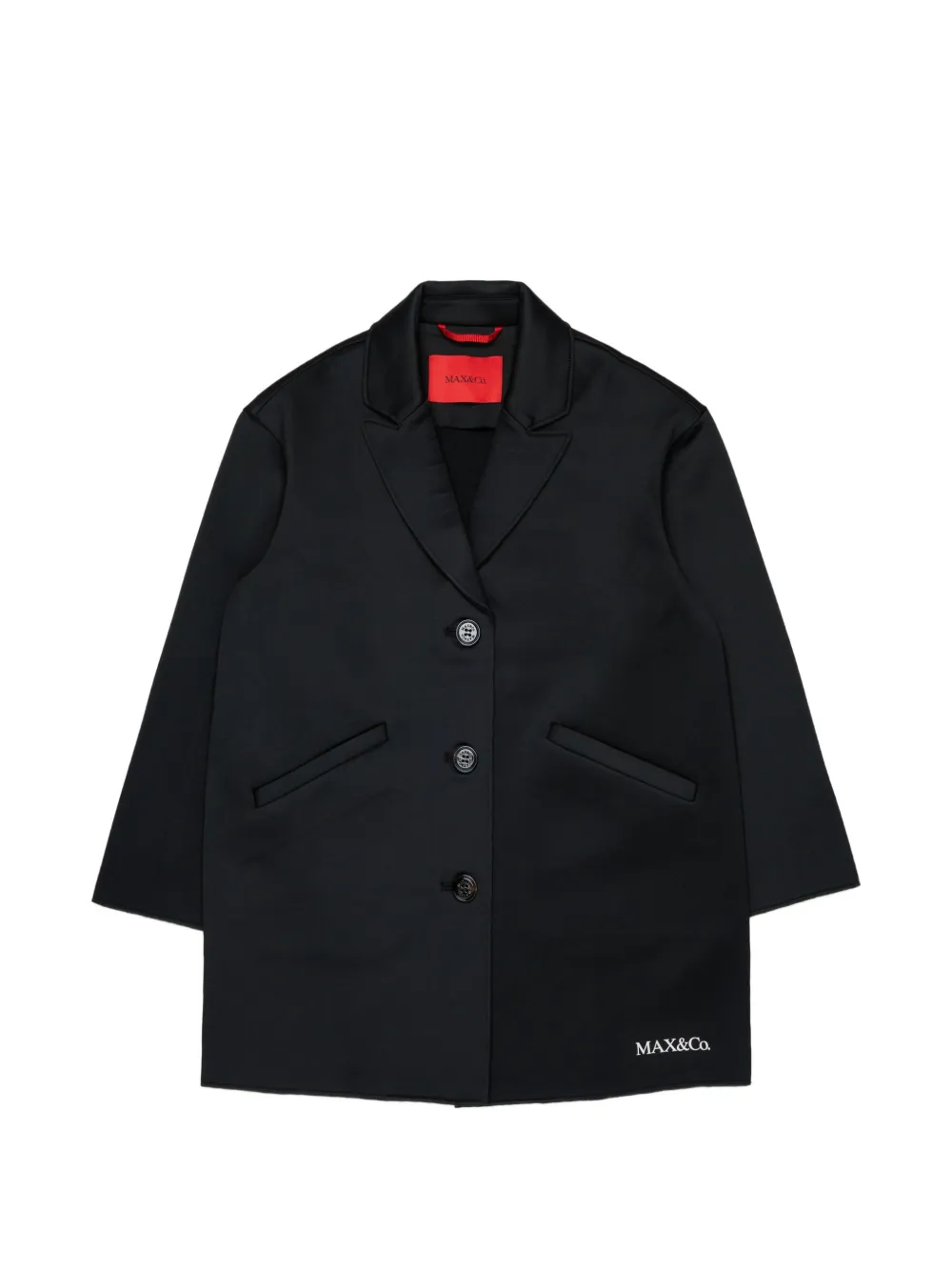 MAX&Co. Kids Doppelreihiger Mantel mit Logo-Print - Schwarz