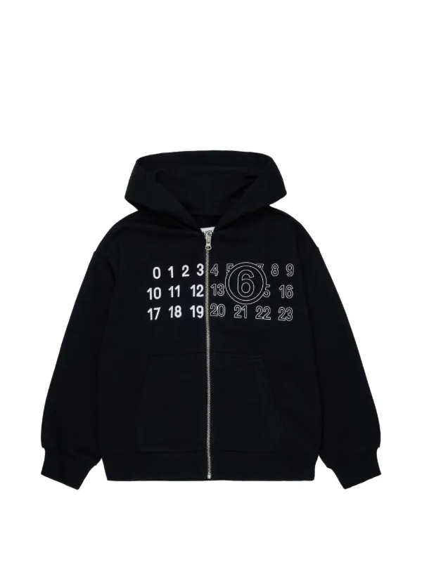 MM6 Maison Margiela Kids Numeric Signature Hoodie | Black | FARFETCH