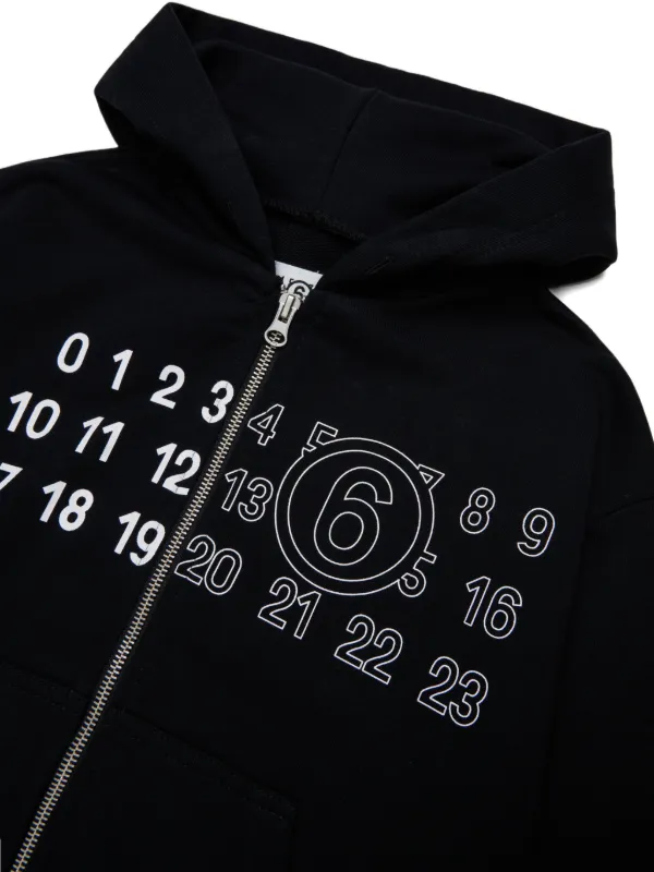 MM6 Maison Margiela Kids Numeric Signature Hoodie | Black | FARFETCH