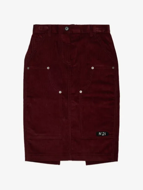 Nº21 Kids corduroy logo-patch skirt