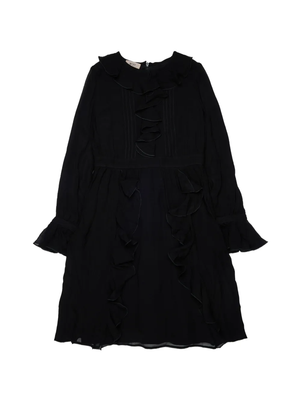 Nº21 Kids ruffle-trimmed pleated short dress - Black