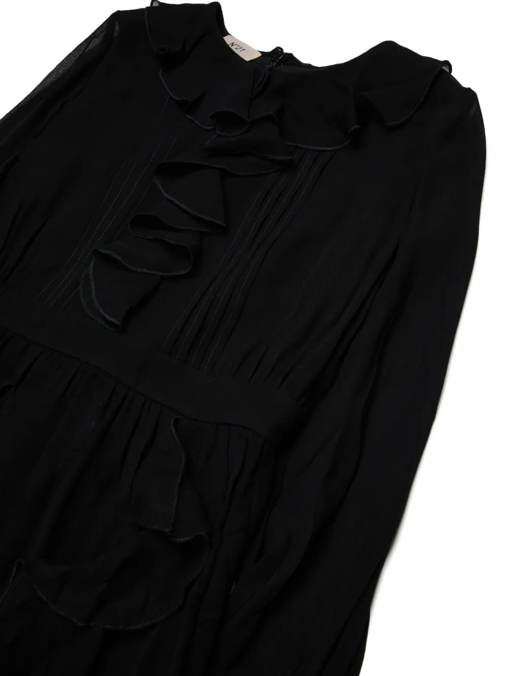 Nº21 Kids Geplooide mini-jurk met ruches Zwart