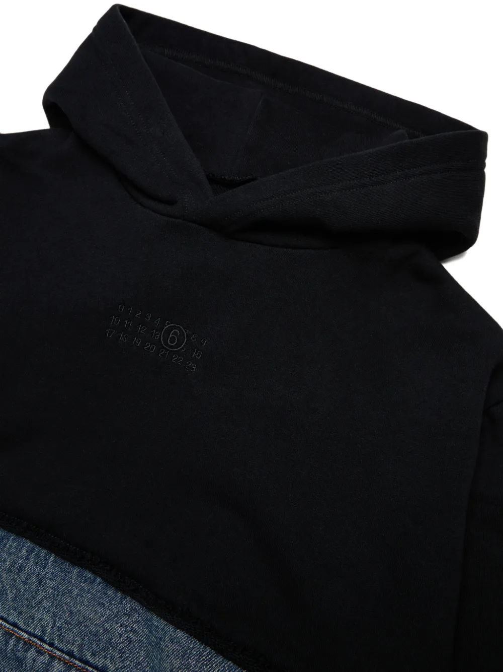 MM6 Maison Margiela Kids Numeric Signature hoodie met spijkerstofvlak Zwart