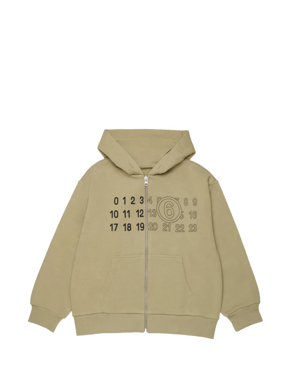 MM6 Maison Margiela Kids Numeric-signature hoodie - Toni neutri