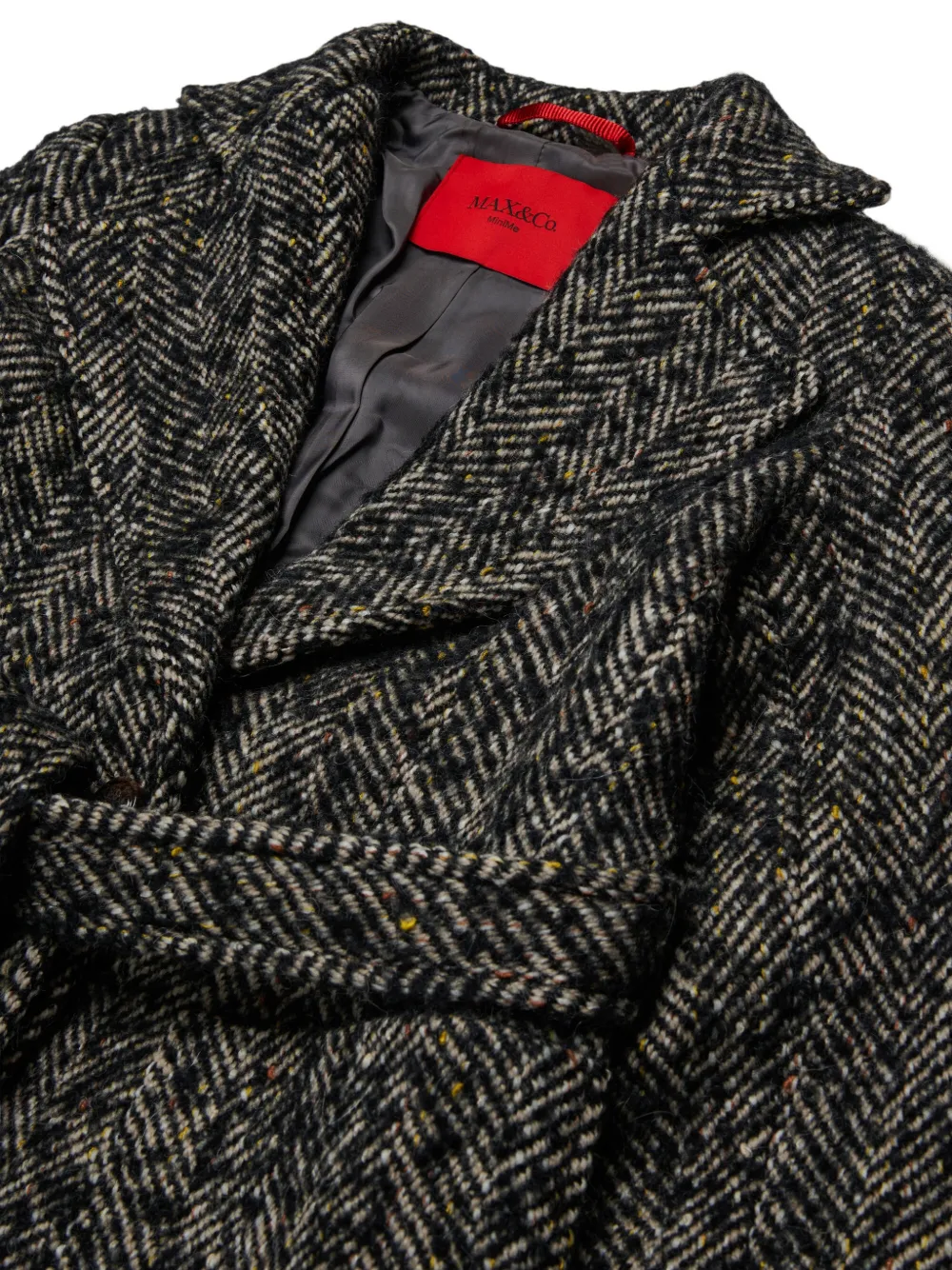 MAX&Co. Kids Jas met visgraatpatroon en ceintuur Zwart