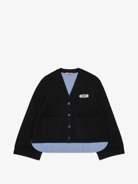 Nº21 Kids layered-effect logo-patch cardigan