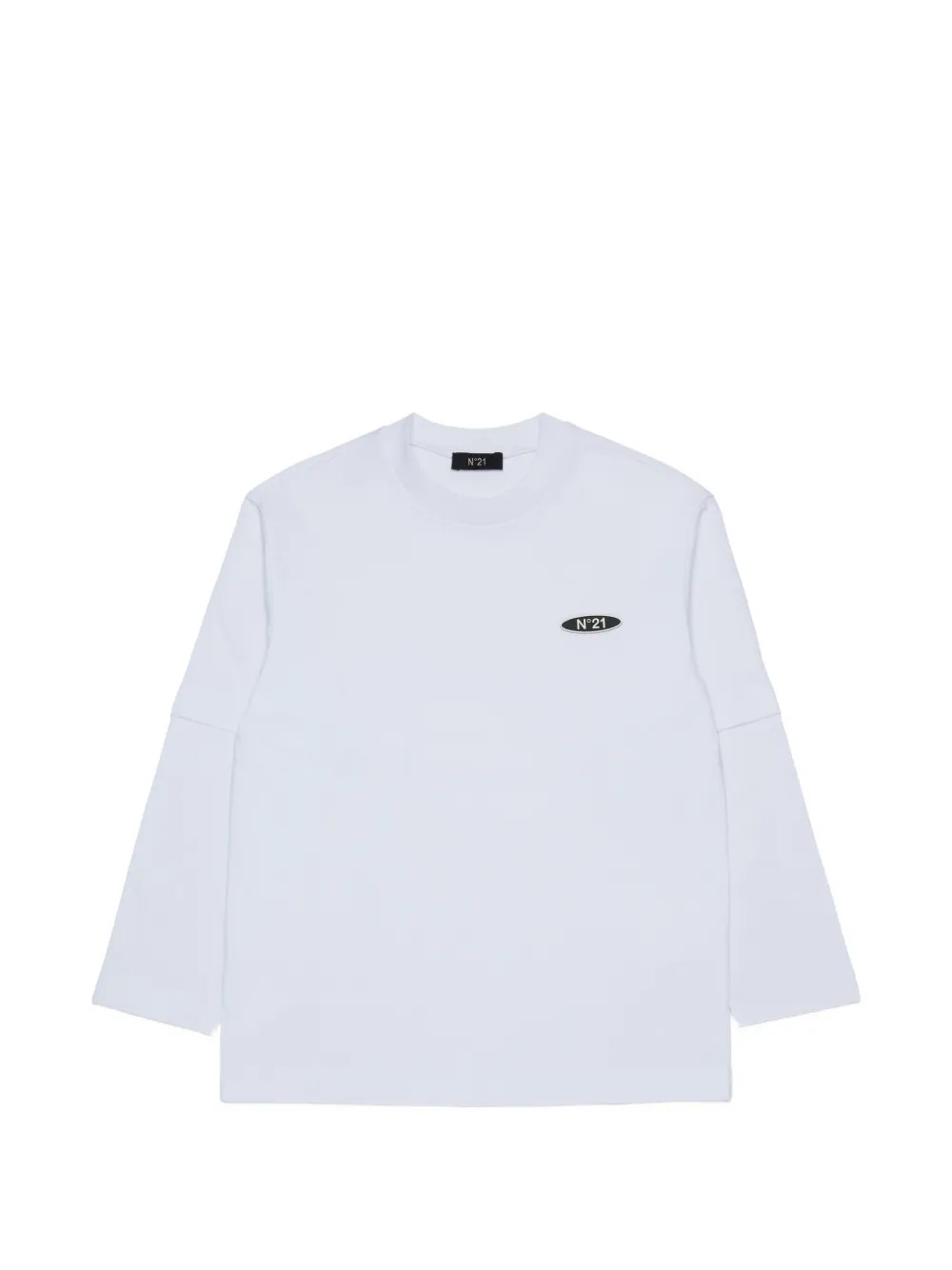 Nº21 Kids T-shirt a maniche lunghe con applicazione - Bianco
