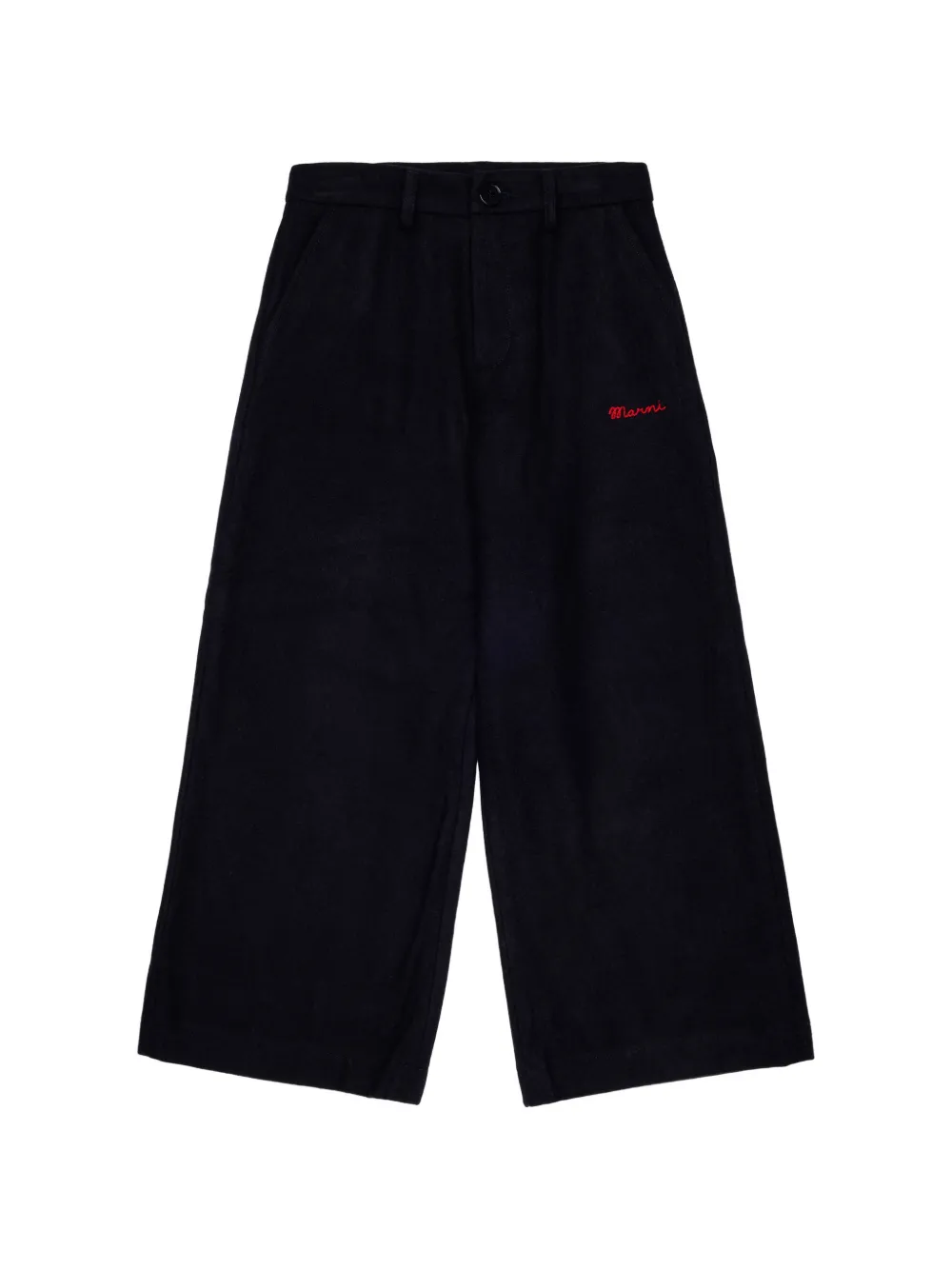 Marni Kids Pantaloni a gamba ampia con logo ricamato - Blu