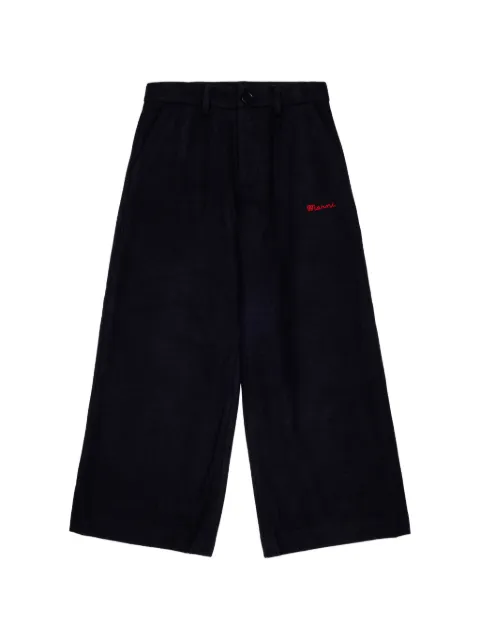 Marni Kids logo-embroidered wide-leg trousers