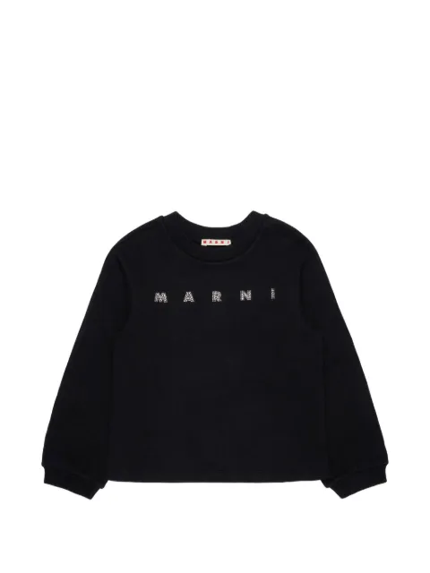 Marni Kids cotton sweatshirt with rhinestone logo