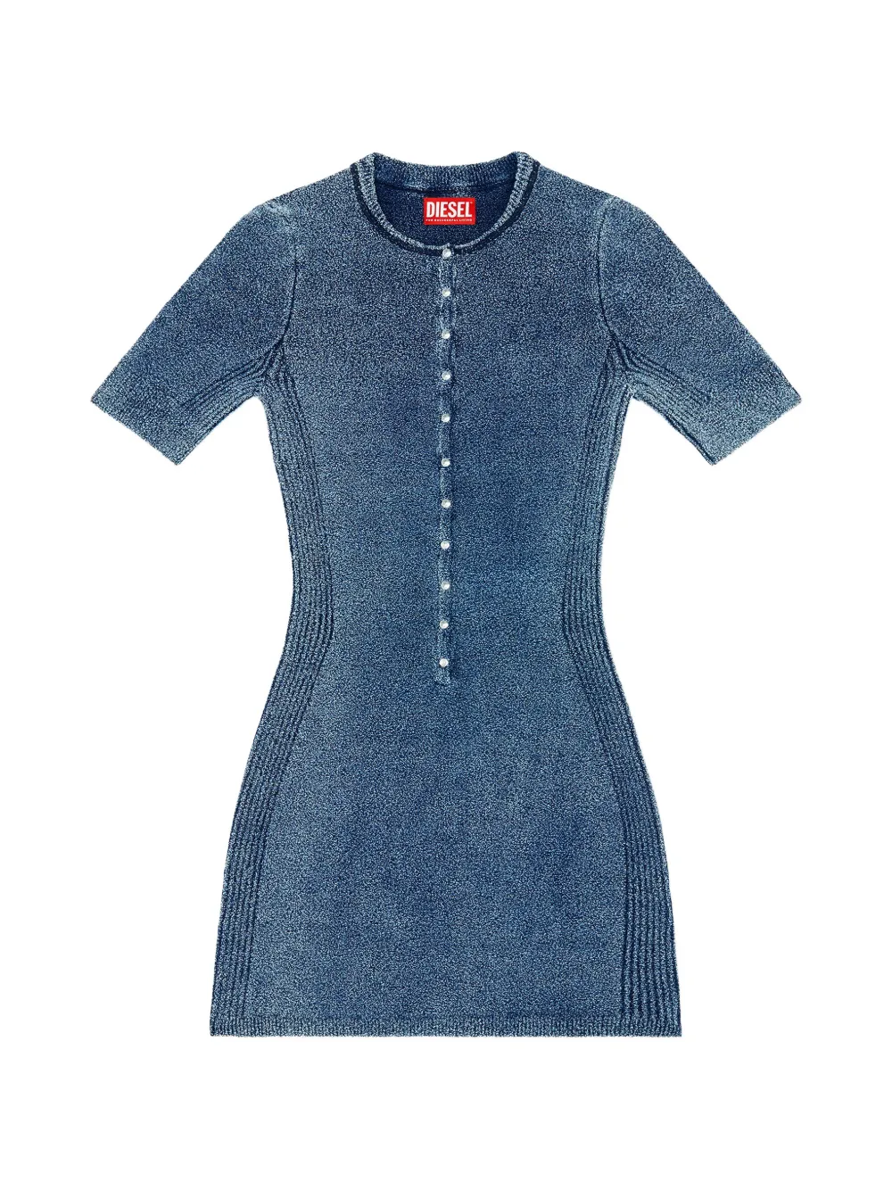 Diesel Abito corto in maglia bouclé indigo - Blu
